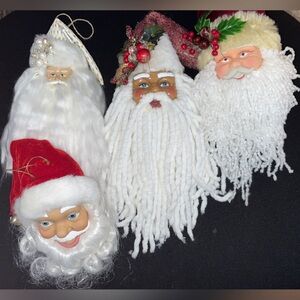 Vintage Santa Claus Ornaments Set - White and Red (3)